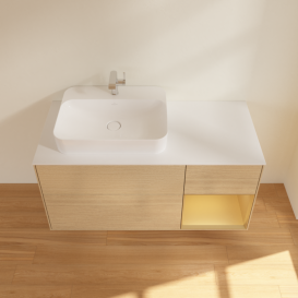 Тумба под раковину Villeroy & Boch Finion 120х50,1 см с подсветкой МДФ шпон дуба/стекло белое матовое F401HFPC