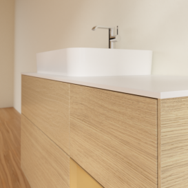 Тумба под раковину Villeroy & Boch Finion 120х50,1 см с подсветкой МДФ шпон дуба/стекло белое матовое F401HFPC