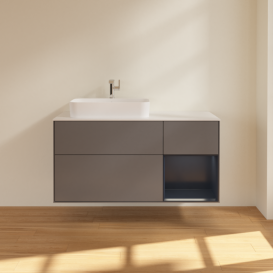 Тумба под раковину Villeroy & Boch Finion 120х50,1 см с подсветкой МДФ антрацит матовый лак/стекло белое матовое F401HGGK