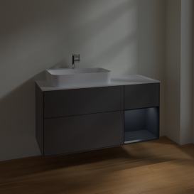 Тумба под раковину Villeroy & Boch Finion 120х50,1 см с подсветкой МДФ антрацит матовый лак/стекло белое матовое F401HGGK