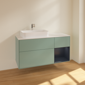 Тумба под раковину Villeroy & Boch Finion 120х50,1 см с подсветкой МДФ оливковый матовый лак/стекло белое матовое F401HGGM