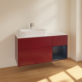 Тумба под раковину Villeroy & Boch Finion 120х50,1 см с подсветкой МДФ пион матовый лак/стекло белое матовое F401HGHB