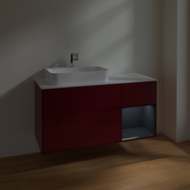 Тумба под раковину Villeroy & Boch Finion 120х50,1 см с подсветкой МДФ пион матовый лак/стекло белое матовое F401HGHB