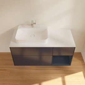 Тумба под раковину Villeroy & Boch Finion 120х50,1 см с подсветкой МДФ темно-синий матовый лак/стекло белое матовое F401HGHG