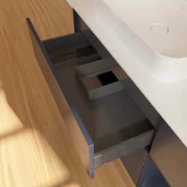 Тумба под раковину Villeroy & Boch Finion 120х50,1 см с подсветкой МДФ темно-синий матовый лак/стекло белое матовое F401HGHG