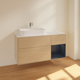 Тумба под раковину Villeroy & Boch Finion 120х50,1 см с подсветкой МДФ шпон дуба/стекло белое матовое F401HGPC