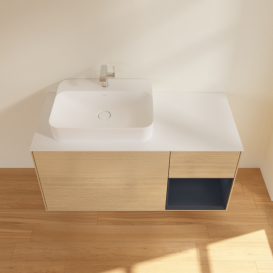 Тумба под раковину Villeroy & Boch Finion 120х50,1 см с подсветкой МДФ шпон дуба/стекло белое матовое F401HGPC