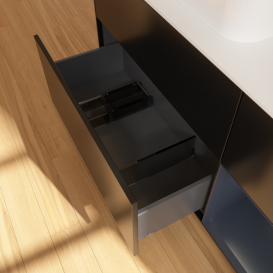 Тумба под раковину Villeroy & Boch Finion 120х50,1 см с подсветкой МДФ черный матовый лак/стекло белое матовое F401HGPD