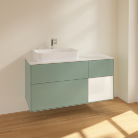 Тумба под раковину Villeroy & Boch Finion 120х50,1 см с подсветкой МДФ оливковый матовый лак/стекло белое матовое F401MTGM