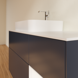 Тумба под раковину Villeroy & Boch Finion 120х50,1 см с подсветкой МДФ темно-синий матовый лак/стекло белое матовое F401MTHG