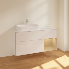 Тумба под раковину Villeroy & Boch Finion 120х50,1 см с подсветкой МДФ глянцевый белый лак/стекло белое матовое F401PCGF