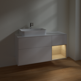 Тумба под раковину Villeroy & Boch Finion 120х50,1 см с подсветкой МДФ глянцевый белый лак/стекло белое матовое F401PCGF