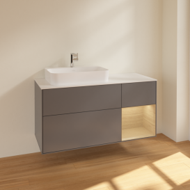 Тумба под раковину Villeroy & Boch Finion 120х50,1 см с подсветкой МДФ антрацит матовый лак/стекло белое матовое F401PCGK