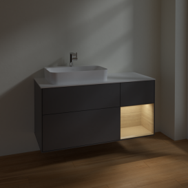 Тумба под раковину Villeroy & Boch Finion 120х50,1 см с подсветкой МДФ антрацит матовый лак/стекло белое матовое F401PCGK
