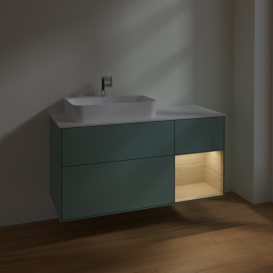Тумба під раковину Villeroy & Boch Finion 120х50,1 см із підсвічуванням МДФ оливковий матовий лак/скло біле матове F401PCGM