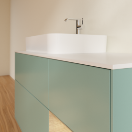 Тумба під раковину Villeroy & Boch Finion 120х50,1 см із підсвічуванням МДФ оливковий матовий лак/скло біле матове F401PCGM