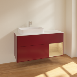 Тумба под раковину Villeroy & Boch Finion 120х50,1 см с подсветкой МДФ пион матовый лак/стекло белое матовое F401PCHB