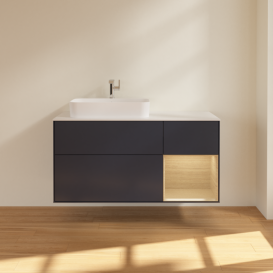 Тумба под раковину Villeroy & Boch Finion 120х50,1 см с подсветкой МДФ темно-синий матовый лак/стекло белое матовое F401PCHG