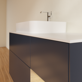 Тумба под раковину Villeroy & Boch Finion 120х50,1 см с подсветкой МДФ темно-синий матовый лак/стекло белое матовое F401PCHG