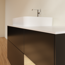 Тумба под раковину Villeroy & Boch Finion 120х50,1 см с подсветкой МДФ черный матовый лак/стекло белое матовое F401PCPD