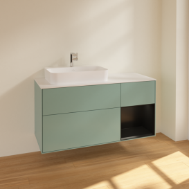 Тумба под раковину Villeroy & Boch Finion 120х50,1 см с подсветкой МДФ оливковый матовый лак/стекло белое матовое F401PDGM