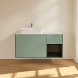 Тумба под раковину Villeroy & Boch Finion 120х50,1 см с подсветкой МДФ оливковый матовый лак/стекло белое матовое F401PDGM