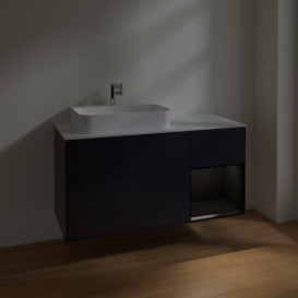 Тумба под раковину Villeroy & Boch Finion 120х50,1 см с подсветкой МДФ темно-синий матовый лак/стекло белое матовое F401PDHG