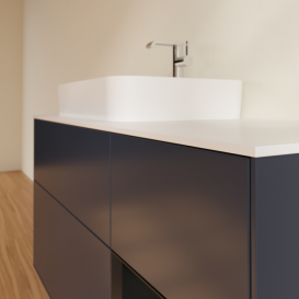 Тумба под раковину Villeroy & Boch Finion 120х50,1 см с подсветкой МДФ темно-синий матовый лак/стекло белое матовое F401PDHG