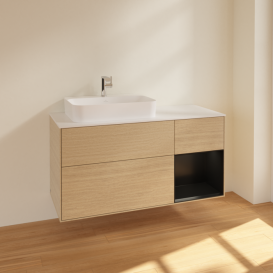 Тумба под раковину Villeroy & Boch Finion 120х50,1 см с подсветкой МДФ шпон дуба/стекло белое матовое F401PDPC