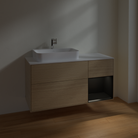 Тумба под раковину Villeroy & Boch Finion 120х50,1 см с подсветкой МДФ шпон дуба/стекло белое матовое F401PDPC