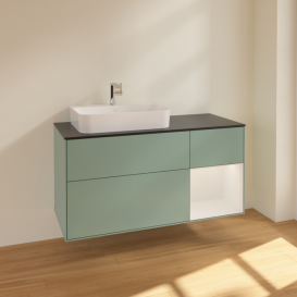 Тумба под раковину Villeroy & Boch Finion 120х50,1 см с подсветкой МДФ оливковый матовый лак/стекло черное матовое F402GFGM