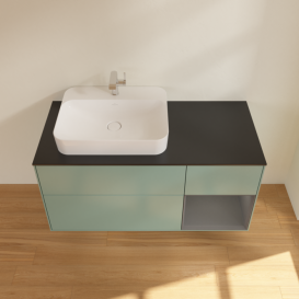 Тумба под раковину Villeroy & Boch Finion 120х50,1 см с подсветкой МДФ оливковый матовый лак/стекло черное матовое F402GKGM