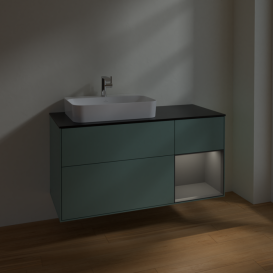 Тумба под раковину Villeroy & Boch Finion 120х50,1 см с подсветкой МДФ оливковый матовый лак/стекло черное матовое F402GKGM