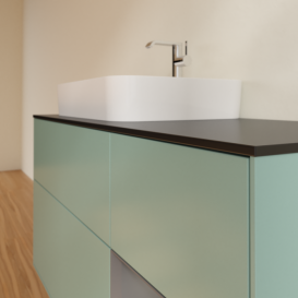 Тумба под раковину Villeroy & Boch Finion 120х50,1 см с подсветкой МДФ оливковый матовый лак/стекло черное матовое F402GKGM