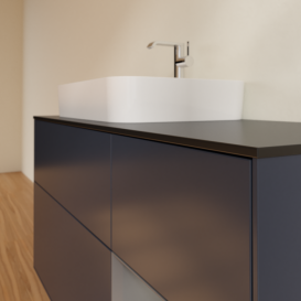 Тумба под раковину Villeroy & Boch Finion 120х50,1 см с подсветкой МДФ темно-синий матовый лак/стекло черное матовое F402GKHG