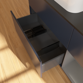 Тумба под раковину Villeroy & Boch Finion 120х50,1 см с подсветкой МДФ темно-синий матовый лак/стекло черное матовое F402GKHG