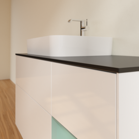 Тумба под раковину Villeroy & Boch Finion 120х50,1 см с подсветкой МДФ глянцевый белый лак/стекло черное матовое F402GMGF