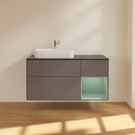 Тумба под раковину Villeroy & Boch Finion 120х50,1 см с подсветкой МДФ антрацит матовый лак/стекло черное матовое F402GMGK