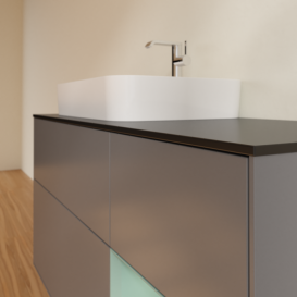 Тумба под раковину Villeroy & Boch Finion 120х50,1 см с подсветкой МДФ антрацит матовый лак/стекло черное матовое F402GMGK