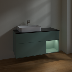 Тумба под раковину Villeroy & Boch Finion 120х50,1 см с подсветкой МДФ оливковый матовый лак/стекло черное матовое F402GMGM