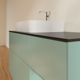 Тумба под раковину Villeroy & Boch Finion 120х50,1 см с подсветкой МДФ оливковый матовый лак/стекло черное матовое F402GMGM