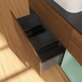 Тумба под раковину Villeroy & Boch Finion 120х50,1 см с подсветкой МДФ шпон грецкого ореха/стекло черное матовое F402GMGN