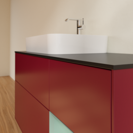 Тумба под раковину Villeroy & Boch Finion 120х50,1 см с подсветкой МДФ пион матовый лак/стекло черное матовое F402GMHB