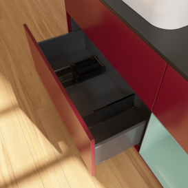 Тумба под раковину Villeroy & Boch Finion 120х50,1 см с подсветкой МДФ пион матовый лак/стекло черное матовое F402GMHB