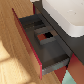 Тумба под раковину Villeroy & Boch Finion 120х50,1 см с подсветкой МДФ пион матовый лак/стекло черное матовое F402GMHB