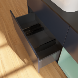 Тумба под раковину Villeroy & Boch Finion 120х50,1 см с подсветкой МДФ темно-синий матовый лак/стекло черное матовое F402GMHG