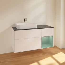 Тумба под раковину Villeroy & Boch Finion 120х50,1 см с подсветкой МДФ белый матовый лак/стекло белое матовое F402GMMT