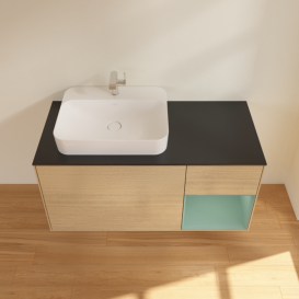 Тумба под раковину Villeroy & Boch Finion 120х50,1 см с подсветкой МДФ шпон дуба/стекло черное матовое F402GMPC