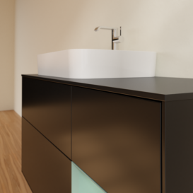 Тумба под раковину Villeroy & Boch Finion 120х50,1 см с подсветкой МДФ черный матовый лак/стекло черное матовое F402GMPD