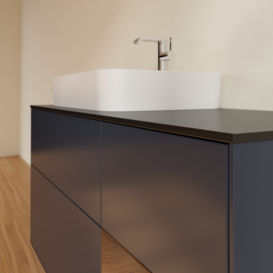 Тумба под раковину Villeroy & Boch Finion 120х50,1 см с подсветкой МДФ темно-синий матовый лак/стекло черное матовое F402GNHG